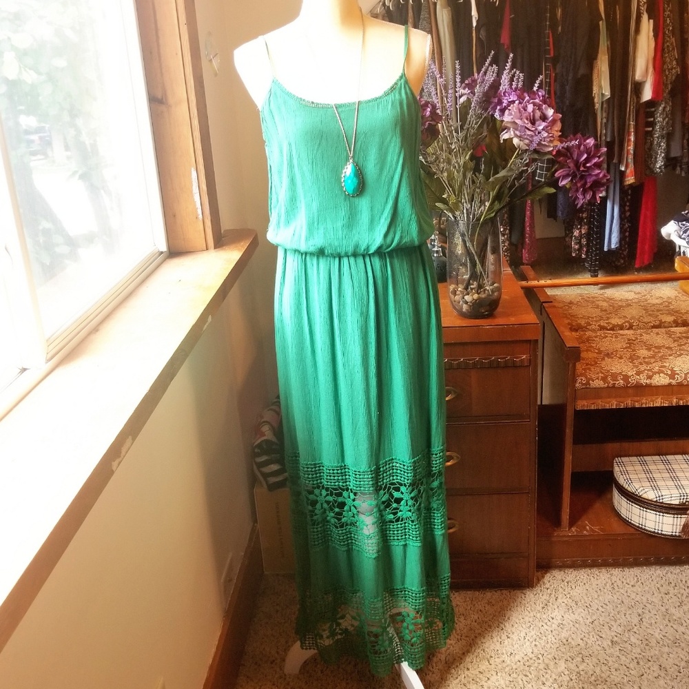 NWOT Green Knitted Maxi Dress